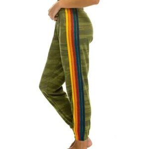 Aviator Nation 5 Stripe Sweatpants Camo Large "Fair Condition"